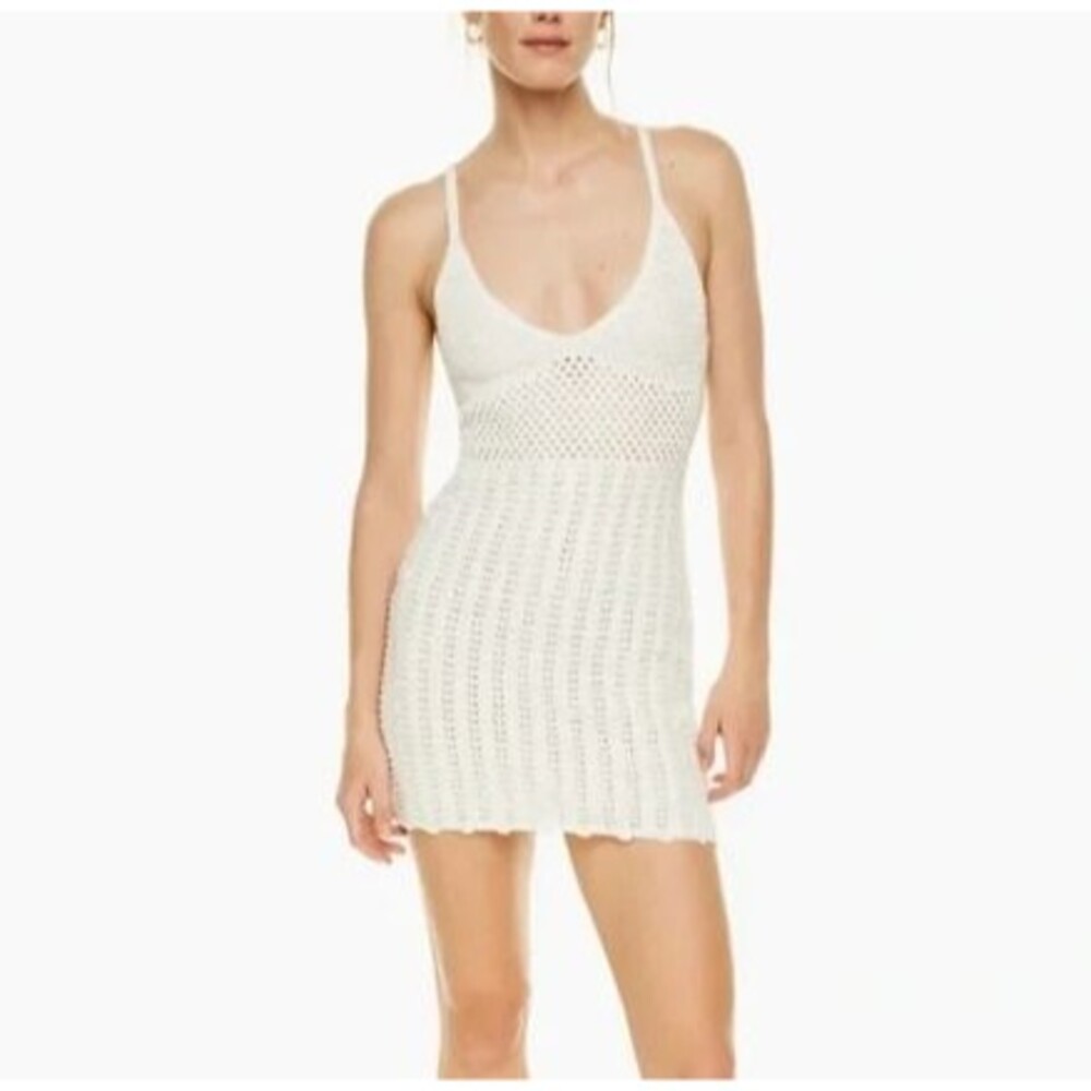 Wilfred Evie Crochet Mini Dress Off White Beige Ecru - WOmen's XS 0 2